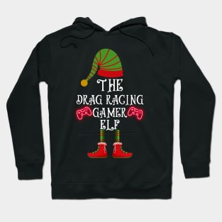 The Drag Racing Gamer Elf Funny Christmas Gaming Controller Cute Xmas Holiday Hoodie